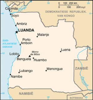Kaart van Angola.
