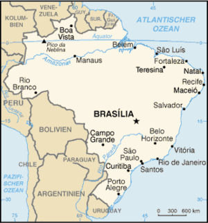 'n Kaart van Brasilië.
