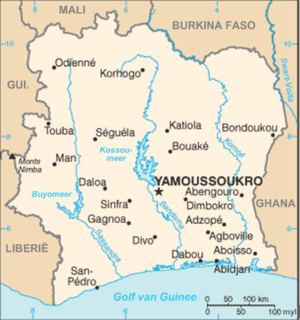 Kaart van die Ivoorkus.